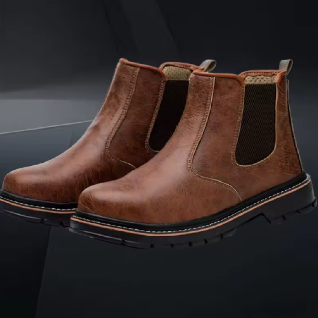 Männer Wasserdicht Unzerstörbar Stahlkappe Leder Stiefel