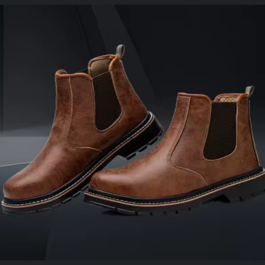 Männer Wasserdicht Unzerstörbar Stahlkappe Leder Stiefel